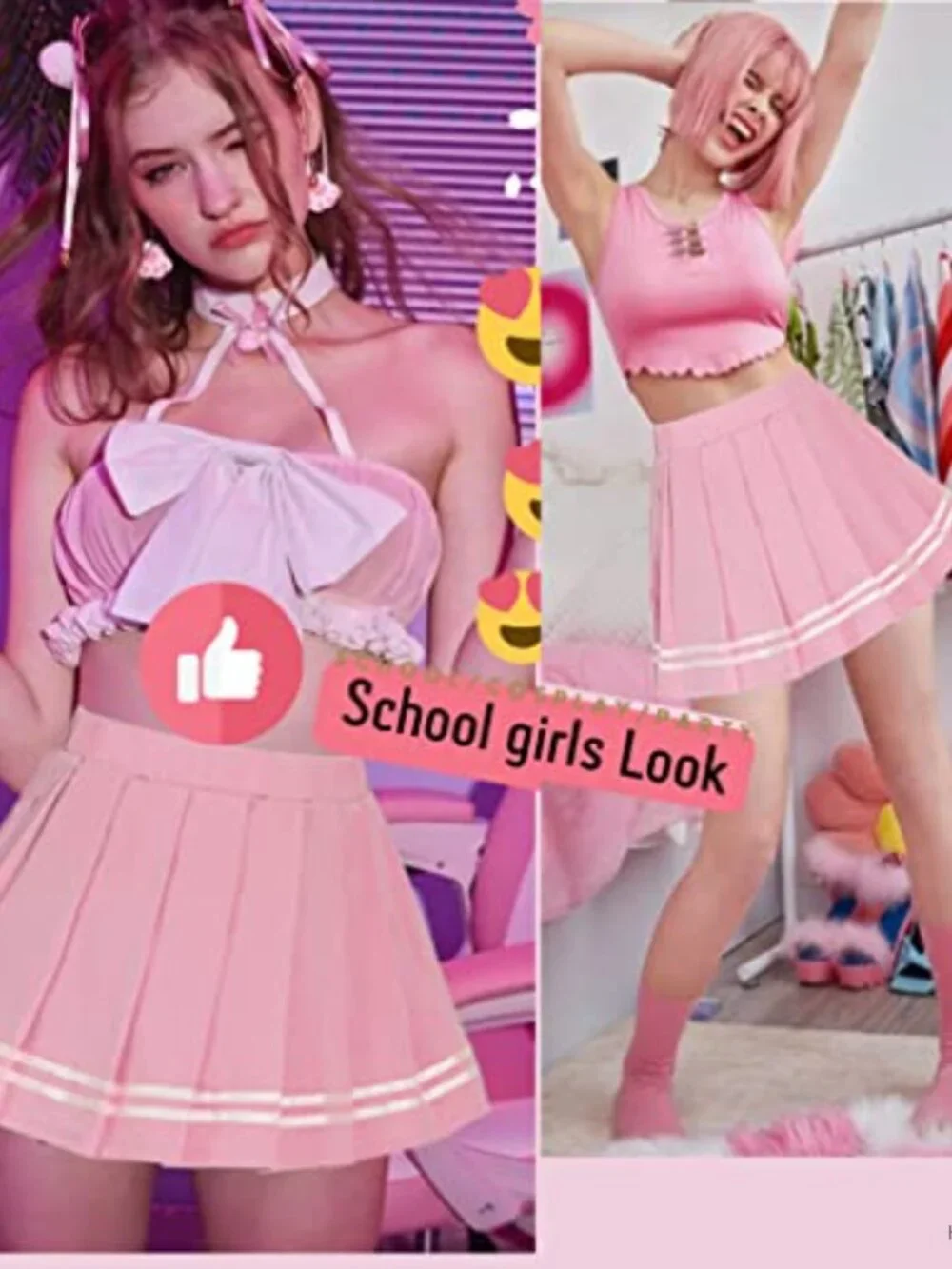 Avidlove Pleated Mini Skirt High Waisted A-Line School Uniform Cheer Skirt